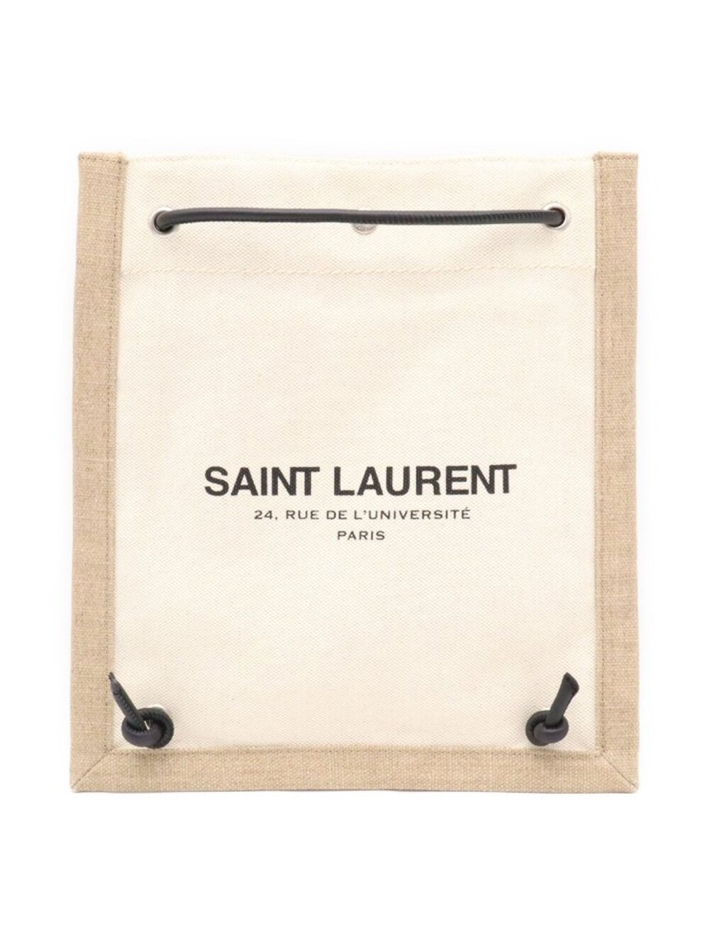 Saint Laurent Paris University Flat Shoulder Bag 2-Way Backpack Canvas Beige